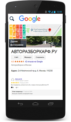 Отзывы Авторазборкарф.ру на googl maps